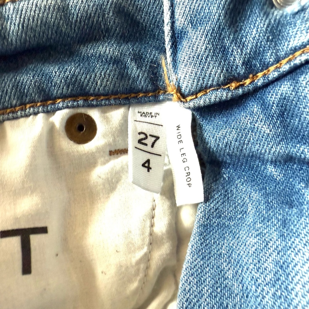 LOFT Women’s Pants Jeans Wide Leg Crop Destructed Frayed Hem Women Size 4 / 27 - Picture 9 of 14